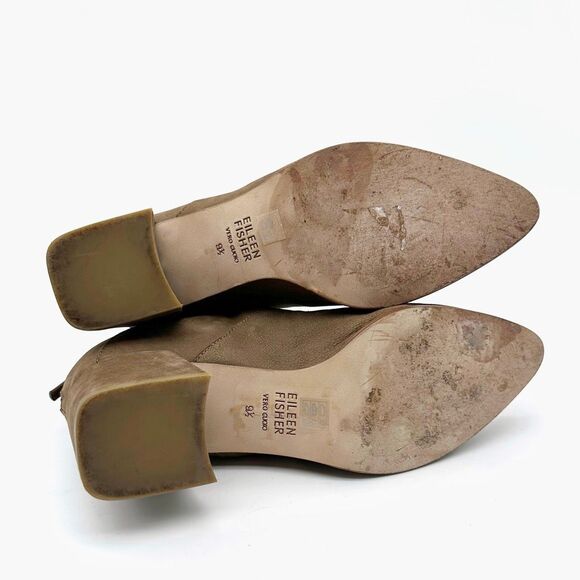 EILEEN FISHER Liesel Brown Ankle Boot Size 9.5 Bootie Leather Block Heel Pointed - Picture 9 of 12